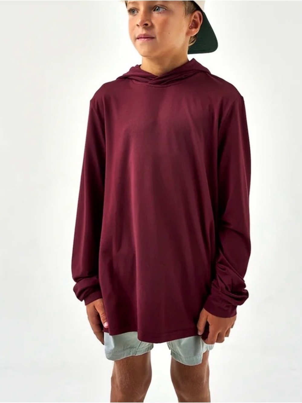 Burlebo Boys Performance Hoodie Size S 5/6 Maroon UPF 50 Antimicrobial